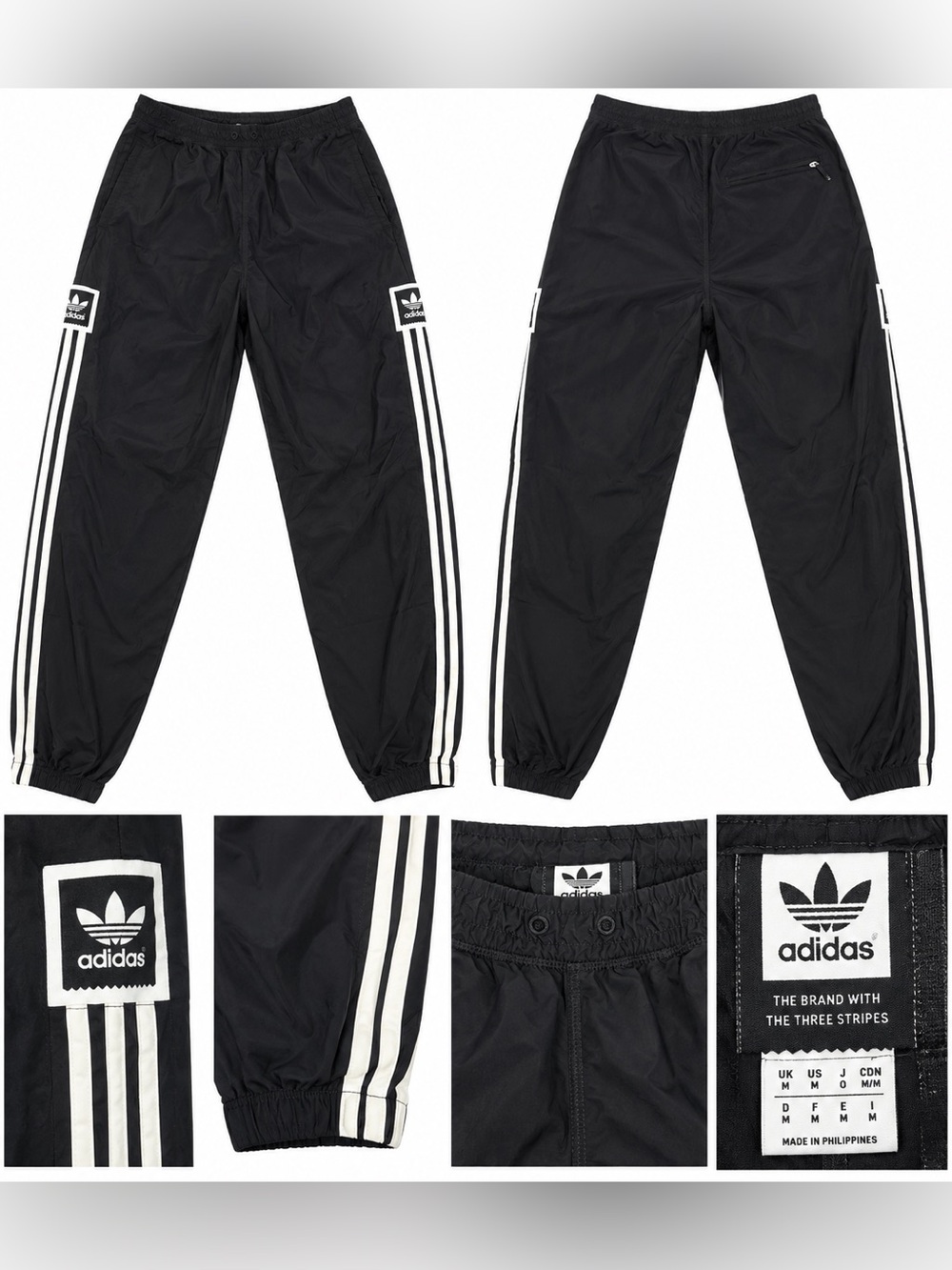 adidas Black Joggers with White Three-Stripes